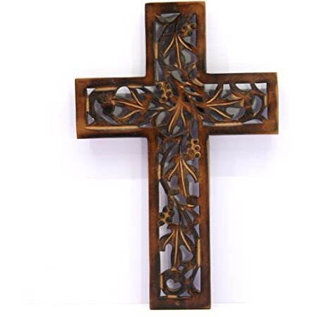 Esplanade Jesus Christ Cross Catholic Wooden Crucifix For Wall, Church Chapel | Home Decor | Wood - 12.25" Inches - Brown