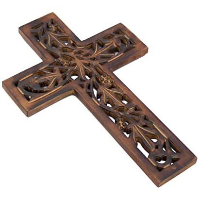 Esplanade Jesus Christ Cross Catholic Wooden Crucifix For Wall, Church Chapel | Home Decor | Wood - 12.25" Inches - Brown