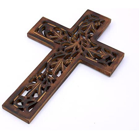 Esplanade Jesus Christ Cross Catholic Wooden Crucifix For Wall, Church Chapel | Home Decor | Wood - 12.25" Inches - Brown