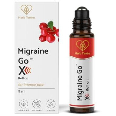 Herb Tantra Migraine Go X Extra Strength Roll On For Relief From Migraine & Headache | 100% Natural Essential Oils | Ayurvedic Liquid Balm - 9Ml