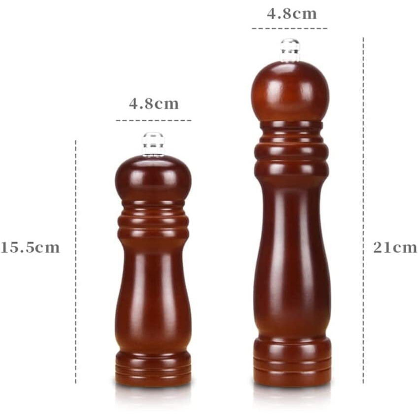 Tcco Traditional Wooden Salt & Pepper Shakers With Adjustable Coarseness Refillable Stainless Steel Mechanism For Kitchen Dining Table Set | Best Kitchen Tools And Gadgets (8 Inch-Paper Grinder)