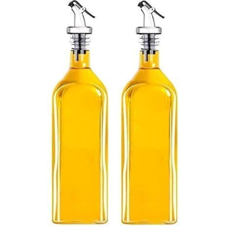 Avora Oil Dispenser For Kitchen 1 Litre Glass - Clear, 1000 Ml, Pack Of 2 (Clear)