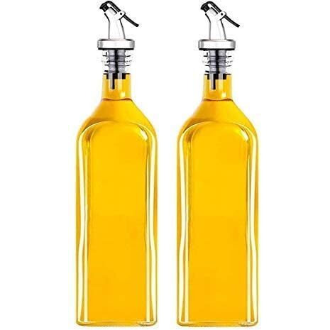 Avora Oil Dispenser For Kitchen 1 Litre Glass - Clear, 1000 Ml, Pack Of 2 (Clear)