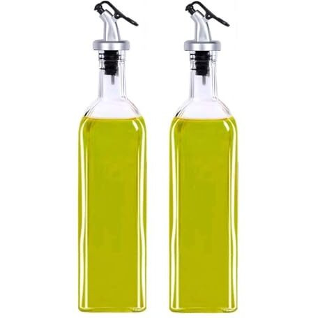 Avora Oil Dispenser For Kitchen 1 Litre Glass - Clear, 1000 Ml, Pack Of 2 (Clear)