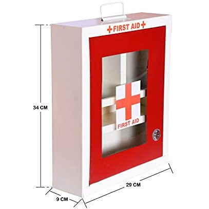 Crotomak First Aid Box/Emergency Kit Medical Box With Wall Mount And Handle For School, Office, Home, Shops Powder Coated Metal (Red & Ivory)