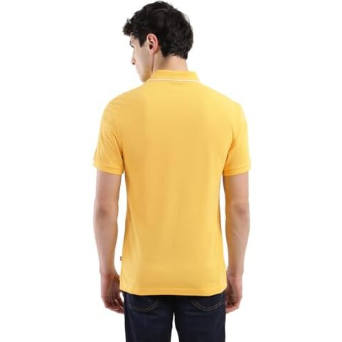 Levi's Cotton Men's Polo Collar Regular Fit Solid T-Shirts Yellow, Large