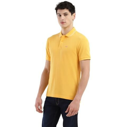Levi's Cotton Men's Polo Collar Regular Fit Solid T-Shirts Yellow, Large
