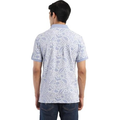 Levi's Men's Polo Collar Regular Fit Printed T-Shirts Blue