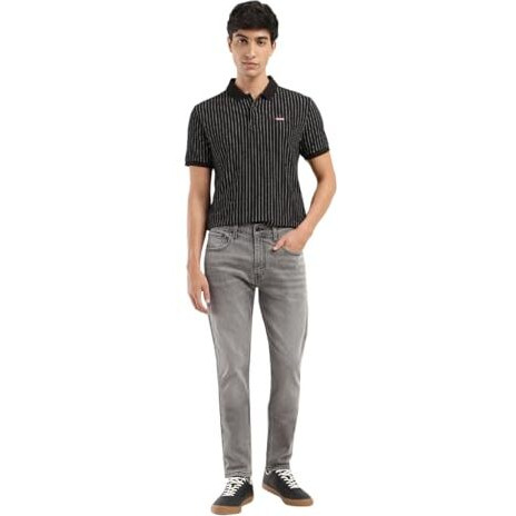 Levi'smen's 512 Black Slim Tapered Fit Mid Rise Jeans, 34