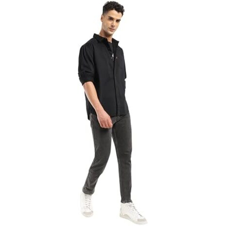 Levi's Men's Tapered Mid Rise Jeans (A7086-0145_Black, 34