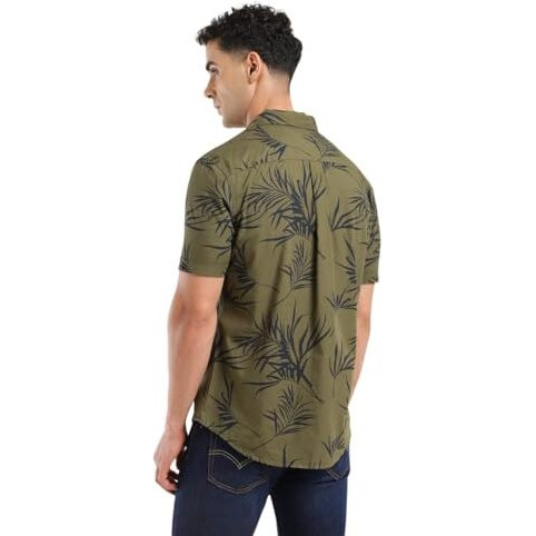 Levi's Men's Cotton Geometric Slim Fit Shirt (32908-0324_Green, Xl