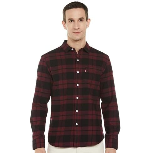 Levi's Men's Cotton Slim Fit Shirt (32907-0474_Red, Small