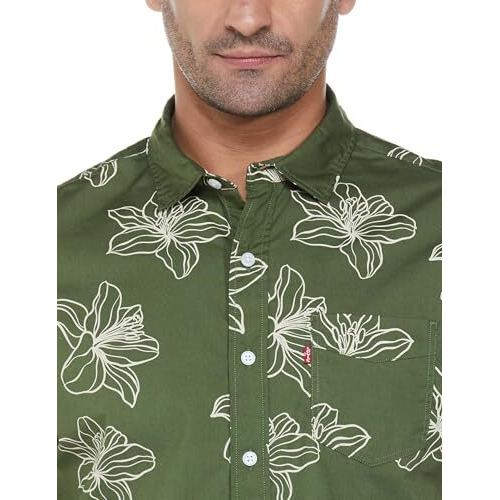 Levi's Men's Fitted Shirt (32908-0345_Bronze Green