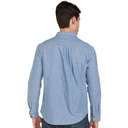 Levi's Men's Solid Slim Fit Shirt (32907-0492_Mid-Indigo