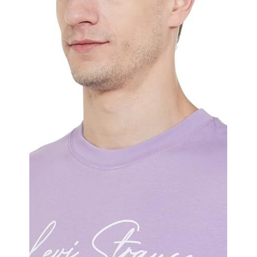 Levi's Men's Letter Print Loose Fit T-Shirt (A7900-0035_Purple