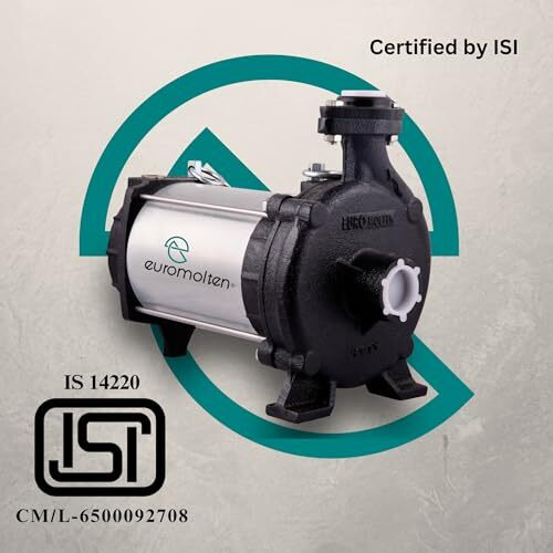 Euromolten 1Hp Open Well Submersible Pump (Isi Certified), Dual Carbon Bush Technology, 100 Percent Fine Copper Winding, Heavy Duty Pump (4M Cable)