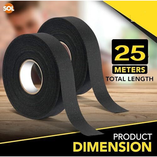 Bonzella Car Wiring Insulation Tape For Wire Protection, Automotive Wiring Harness Cloth Tape For Electrical Wrapping Tape, 19Mm X 25 Meter,Chemical Fiber Cloth For Heat-Resistant,High Temp
