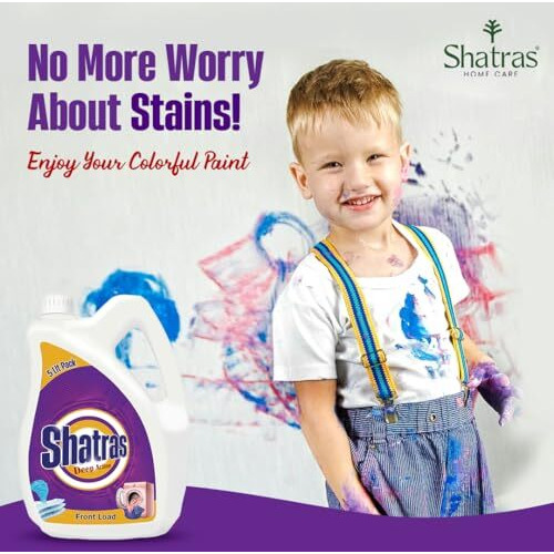 Shatras Deep Action - 5 Liter Front Load Laundry Liquid Detergent | Suitable For Top Load & Front Load Washing Machine | Balanced Ph, Non-Toxic | Liquid For Daily Wash Fabric