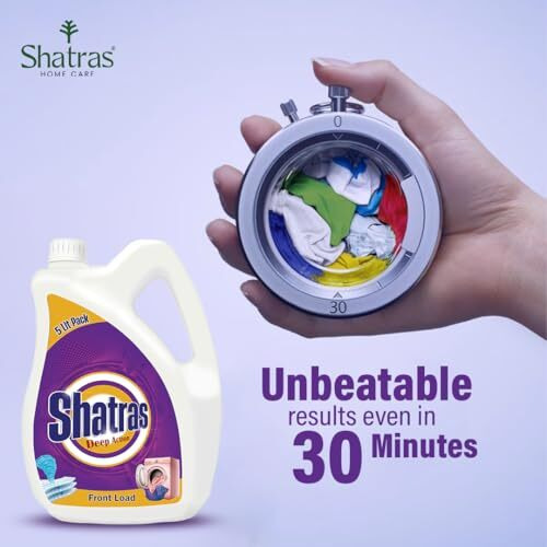 Shatras Deep Action - 5 Liter Front Load Laundry Liquid Detergent | Suitable For Top Load & Front Load Washing Machine | Balanced Ph, Non-Toxic | Liquid For Daily Wash Fabric