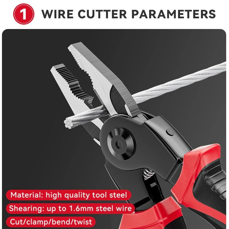 5 In 1 Multifunctional Pliers Tool Kit With 5 Interchangeable Heads Special For Electricians Combination Lineman Pliers,Cable Cutting,Wire Stripping,Crimping Tools,Sheet Metal Shear With Storage Box