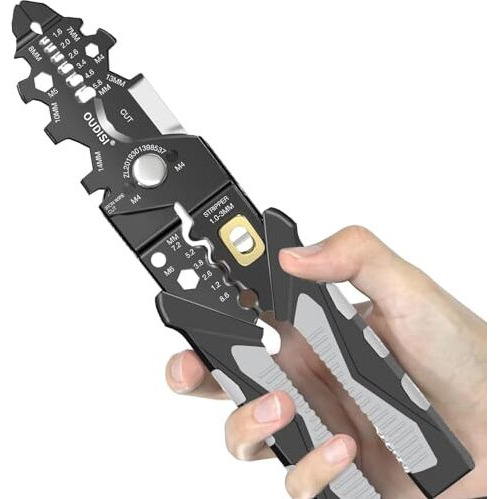 Wire Stripper And Crimping Tool For Electrician, Multifunction Stainless Steel Wire Puller Plier, 6 In 1 Cable Looping, Splitting, Cutting Pliers Electrical Stripping Tool (25 In 1 Wire Stripper)