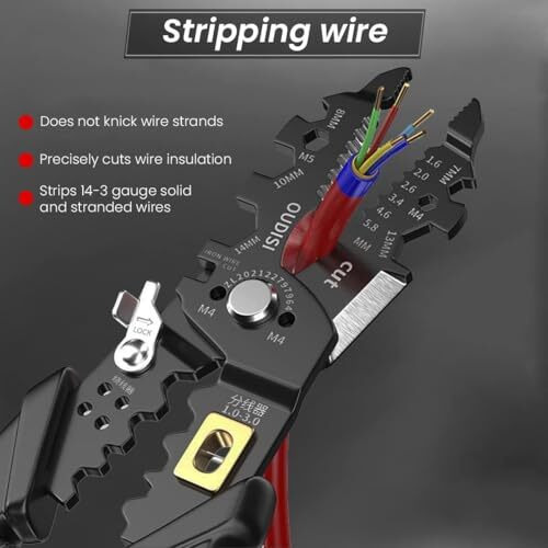 Wire Stripper And Crimping Tool For Electrician, Multifunction Stainless Steel Wire Puller Plier, 6 In 1 Cable Looping, Splitting, Cutting Pliers Electrical Stripping Tool (25 In 1 Wire Stripper)