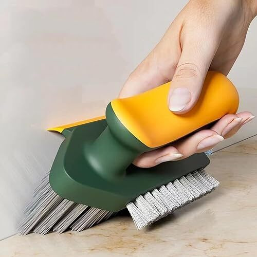 Tile Grout Cleaner Brush 4 In 1 With Squeegee,Bathroom Cleaning Brushes,V-Shape Gap Scrub Brush Crevice Cleaning Brush Tools, Multifunctional Scrubbing Floor Brush For Corner,Window,Sink,Kitchen