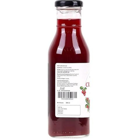 Urban Platter Pure Canadian Cranberry Juice, 350Ml (Unsweetend | Good For Uti Health | Antioxidant Powerhouse | Preservative-Free)