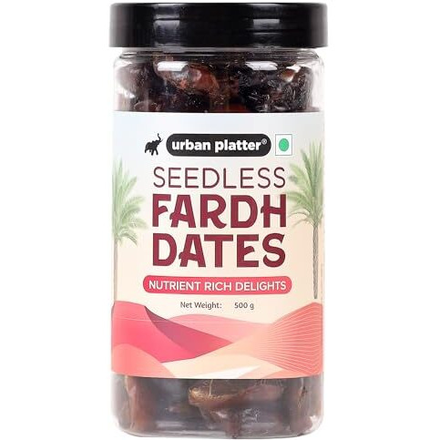 Urban Platter Seedless Fardh Dates, 500G [Natural, Nutrient Rich, Convenient]