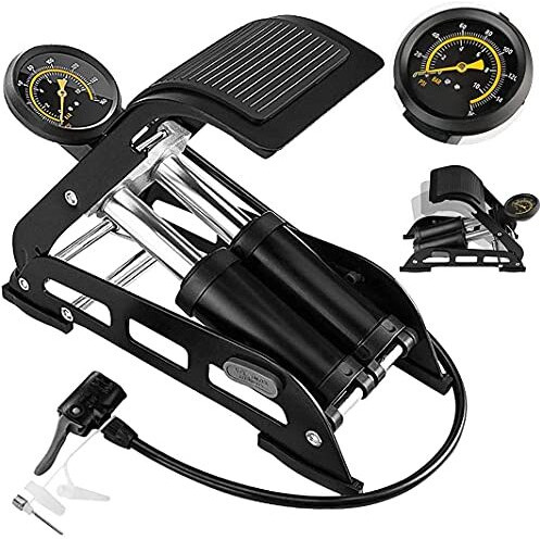 Kriq Double Cylinder Portable High Pressure Foot Air Pump Compressor For Car And Bike Air Pump For Motorbike, Cars, Bicycle For Football, Cycle Pumps For Bicycle, Car.