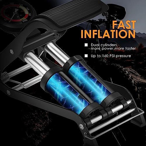 Kriq Double Cylinder Portable High Pressure Foot Air Pump Compressor For Car And Bike Air Pump For Motorbike, Cars, Bicycle For Football, Cycle Pumps For Bicycle, Car.