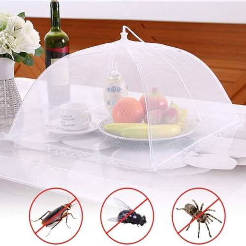 Tonity Food Cover For Outside 2Pcs Food Tent Fruit Cover Pop-Up Food Nets Outdoors Mesh Screen Collapsible 17 Inch Net Protectors For Outdoors Parties Picnics Bbqs Keep Out Flies Bugs. (2, White)