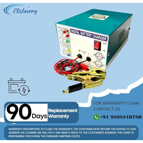 Elisburry 5 Amp Heavy Duty Volt Amp Battery Charger For Car & Bike - Auto Cut, Compatible With 4Ah To 220Ah Batteries, Perfect As A Reliable Car And Bike Battery Charger 12V