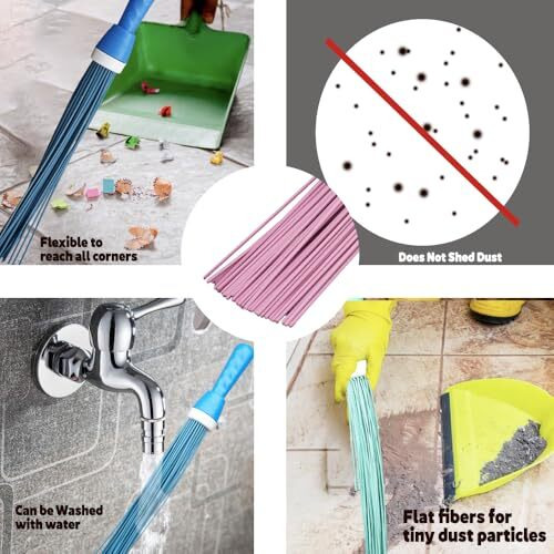 Freshome Heavy-Duty Kharata Plastic Bathroom Broom|250 Gm|22 Inches With 60 Bristles|For Cleaning Floor And Bathroom,Wet And Dry Floor Cleaning Fiber Broom Hard Bristle Plastic|Pack Of 2,Multicolour