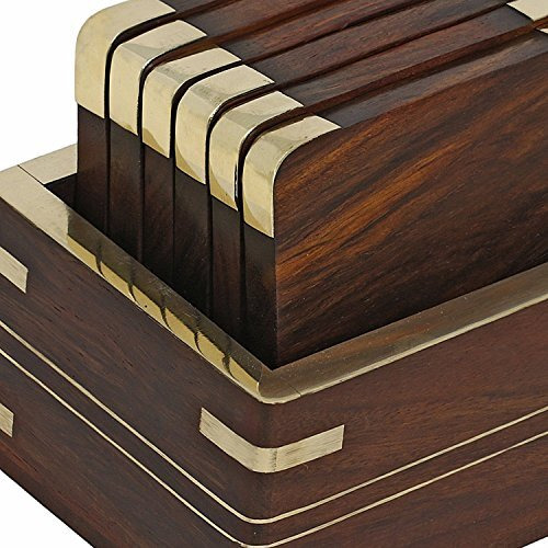 Itos365 Wooden Drink Coasters Wood Table Coaster Set Of 6 For Tea Cups Coffee Mugs Beer Cans Bar Tumblers And Water Glasses