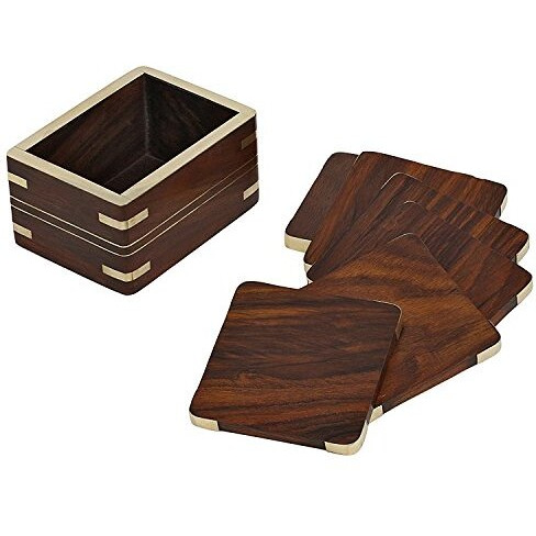 Itos365 Wooden Drink Coasters Wood Table Coaster Set Of 6 For Tea Cups Coffee Mugs Beer Cans Bar Tumblers And Water Glasses