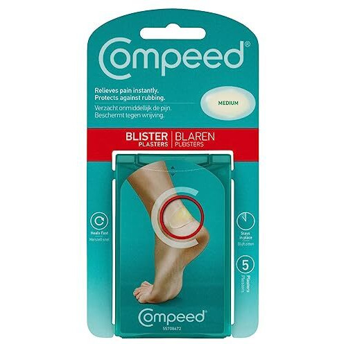 Compeed Blister Bandage With Foot Rubbing Protection Breathable Foot Protector - Medium, 5 Patches Box