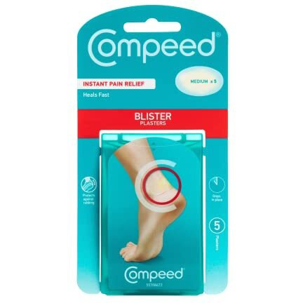 Compeed Blister Bandage With Foot Rubbing Protection Breathable Foot Protector - Medium, 5 Patches Box