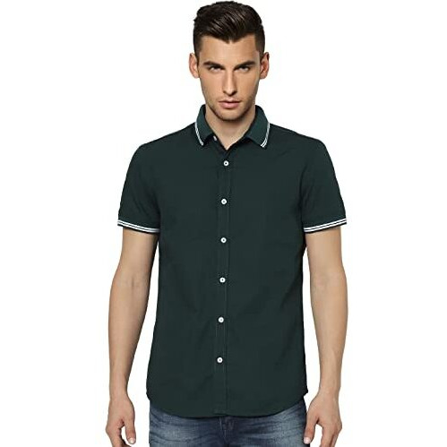 Jack & Jones Men's Slim Fit Shirt (2882236-Ponderosa Pine_Ponderosa Pine Green_M)