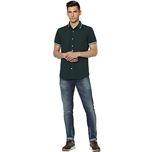 Jack & Jones Men's Slim Fit Shirt (2882236-Ponderosa Pine_Ponderosa Pine Green_M)