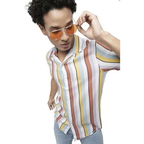 Jack & Jones Men Striped Viscose Slim Fit Multicolor Shirt