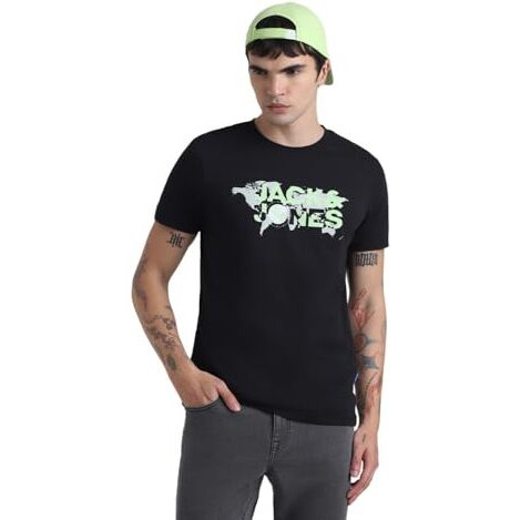 Jack & Jones Mens Black Slim Fit T-Shirt