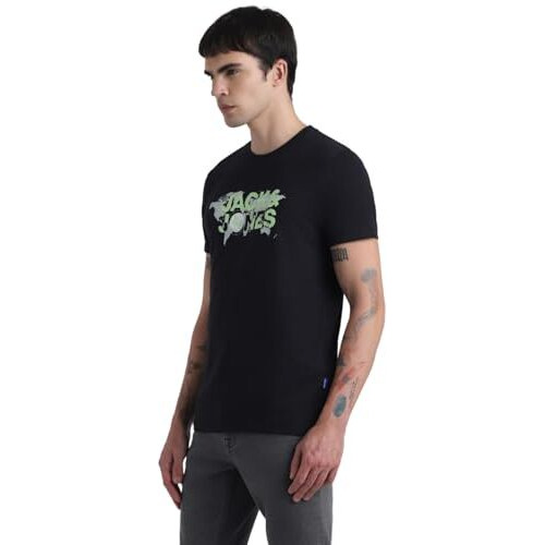 Jack & Jones Mens Black Slim Fit T-Shirt