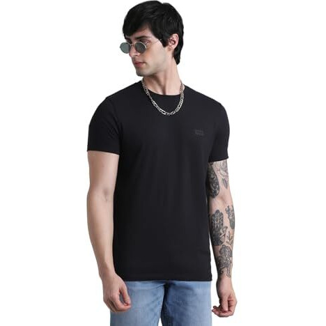 Jack & Jones Mens Black Slim Fit T-Shirt