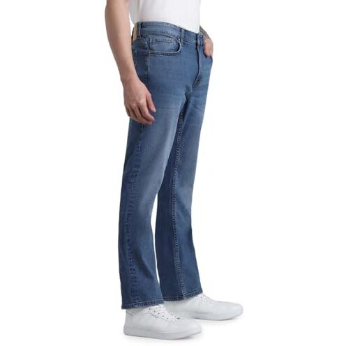 Jack & Jones Mens Blue Clark Regular Fit Mid Rise Jeans