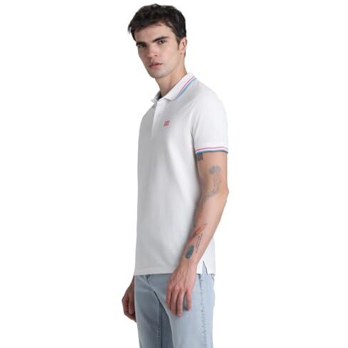 Jack & Jones Mens White Slim Fit Polo