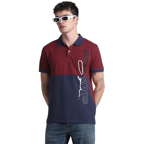 Jack & Jones Mens Red Slim Fit Polo