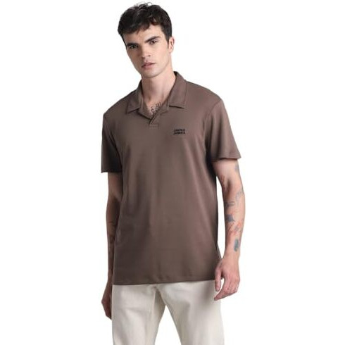 Jack & Jones Mens Brown Slim Fit Polo