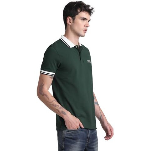Jack & Jones Mens Green Slim Fit Polo