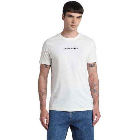 Jack & Jones Mens White Slim Fit T-Shirt